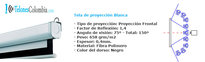 Telon blanco de proyeccion frontal